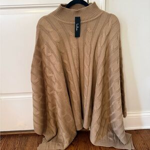 Lulu's Camel Cable Knit Poncho. NWT. Size S/M